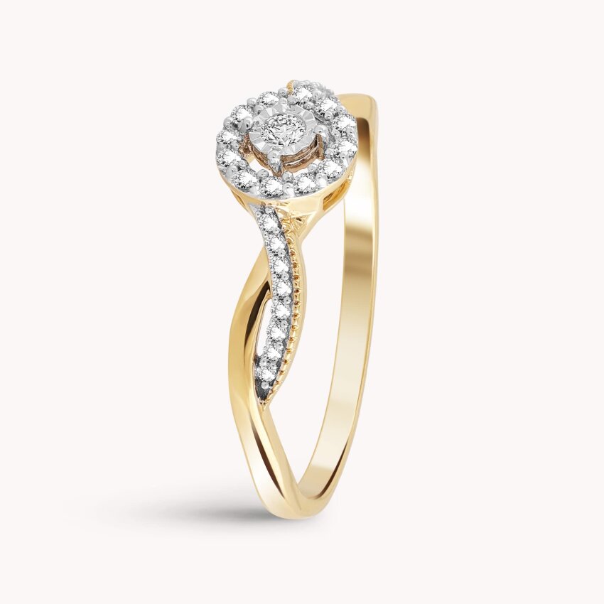 Dijamantni prsten Blještava ljubav Žuto zlato