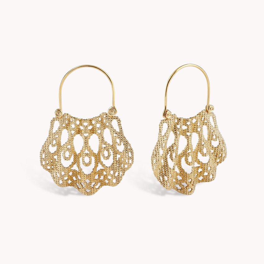 Srebrne naušnice Međimurska čipka 18kt Pozlata