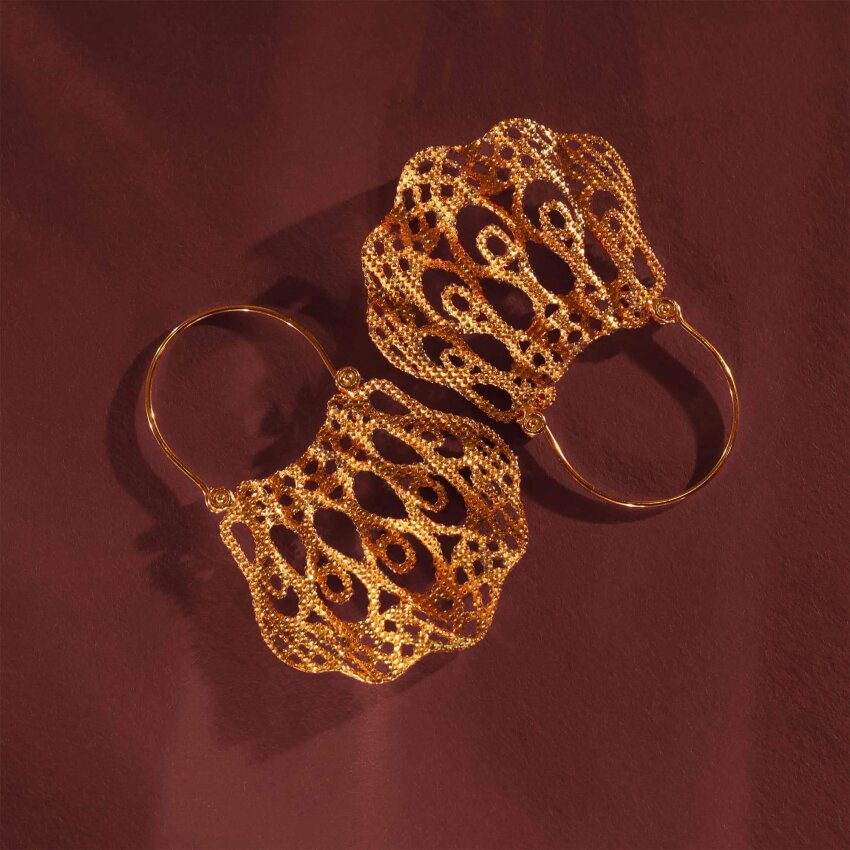 Srebrne naušnice Međimurska čipka 18kt Pozlata