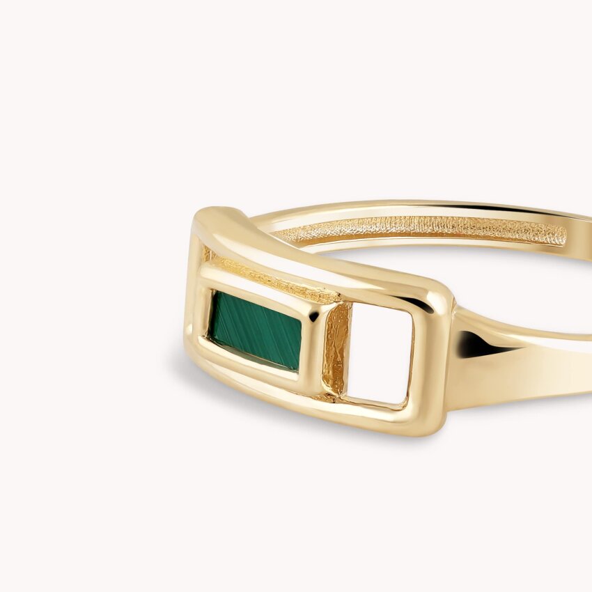 Zlatni prsten Malahit