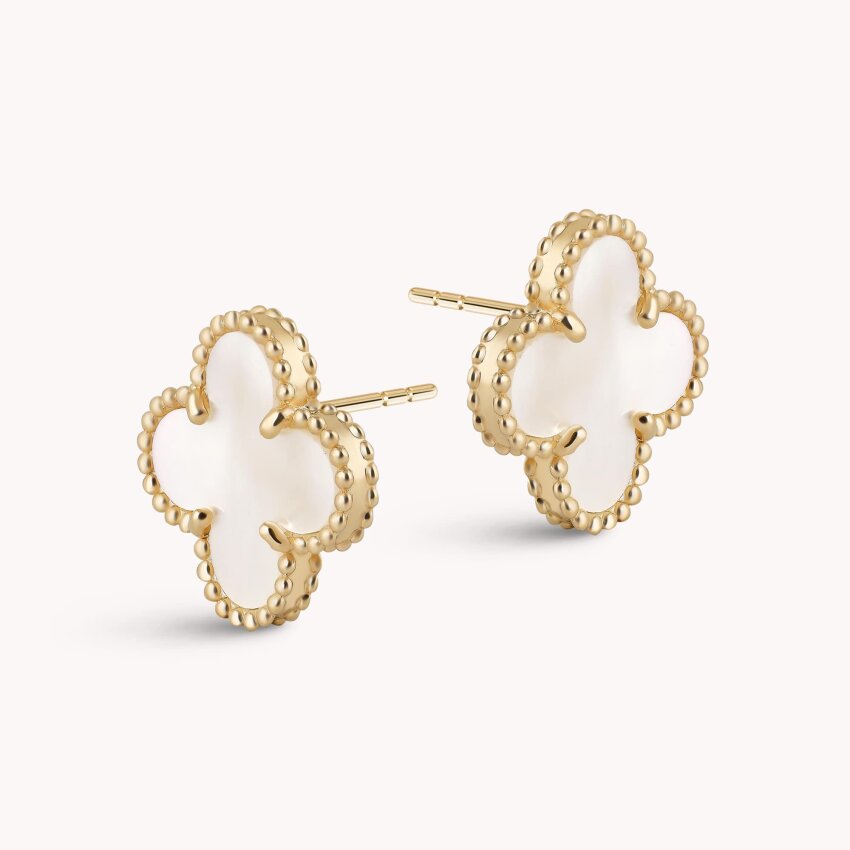 Zlatne naušnice Bijela djetelina Žuto zlato