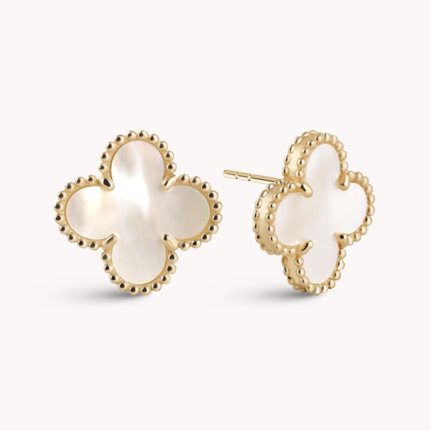 Zlatne naušnice Bijela djetelina Žuto zlato