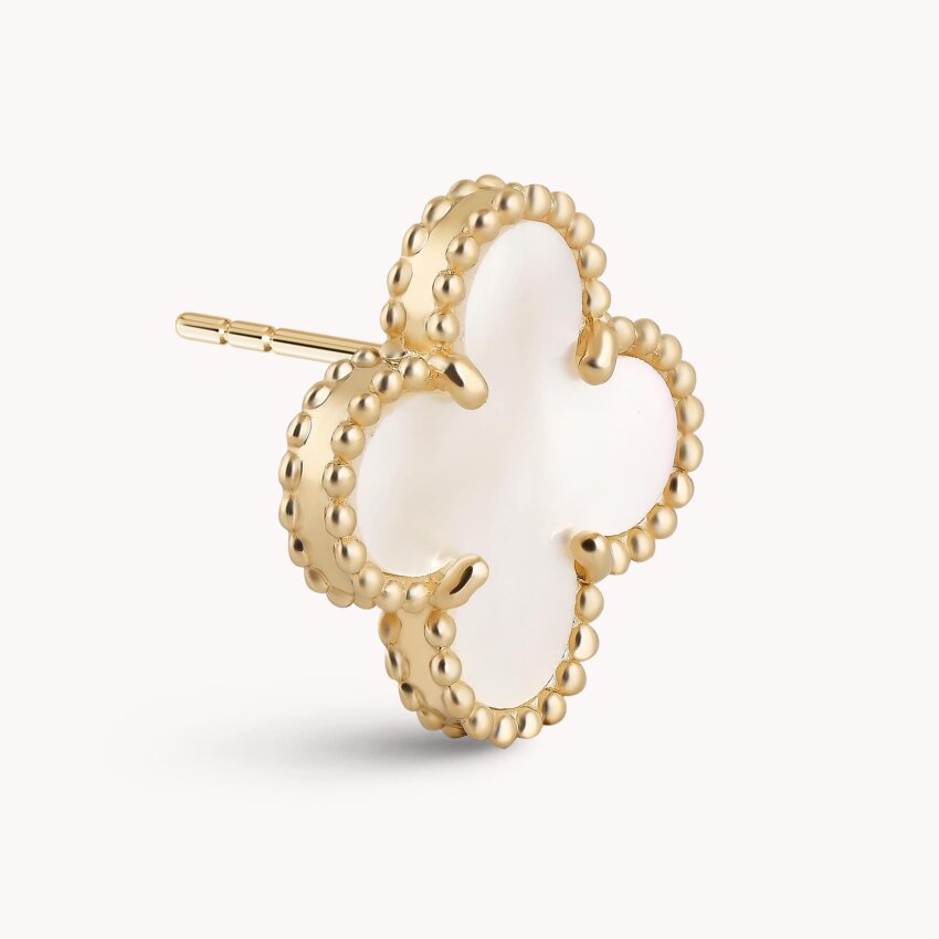 Zlatne naušnice Bijela djetelina Žuto zlato