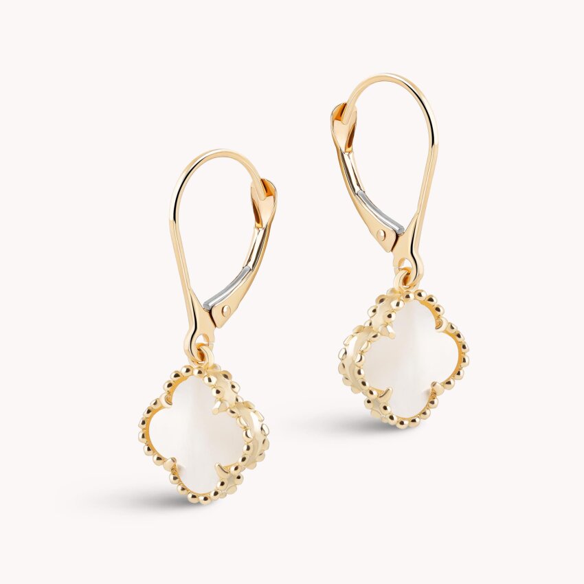 Zlatne naušnice Bijela djetelina Žuto zlato