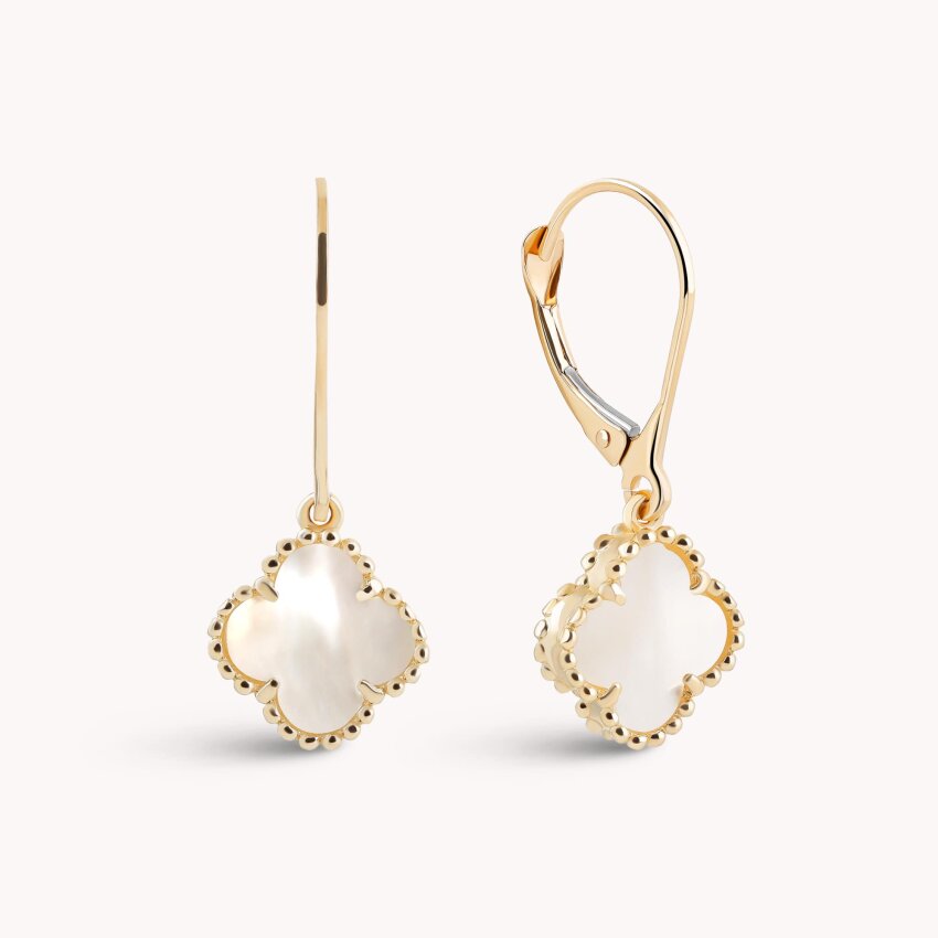 Zlatne naušnice Bijela djetelina Žuto zlato