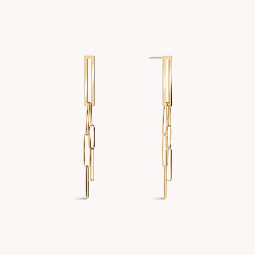 Srebrne naušnice Dvostruke karike 18kt Pozlata