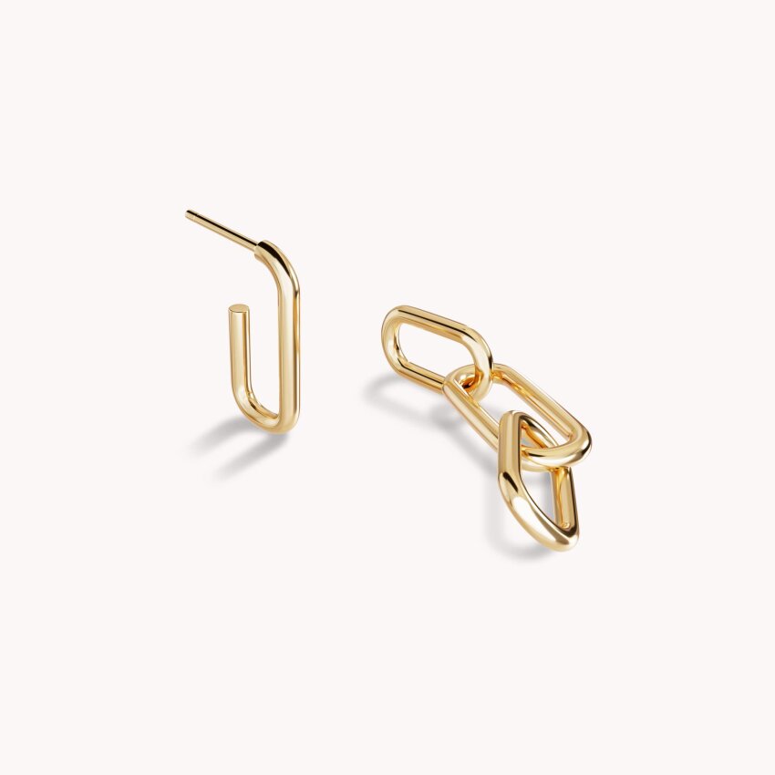 Srebrne naušnice Karike s pomakom 18kt Pozlata