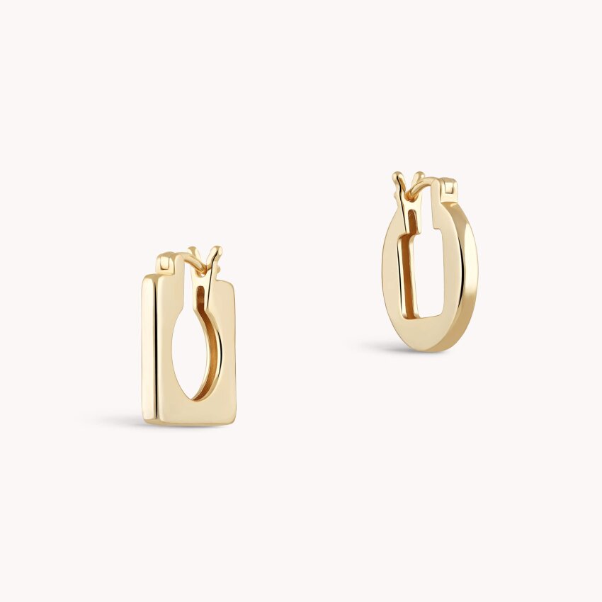 Srebrne naušnice alke Kvadrat i krug 18kt Pozlata