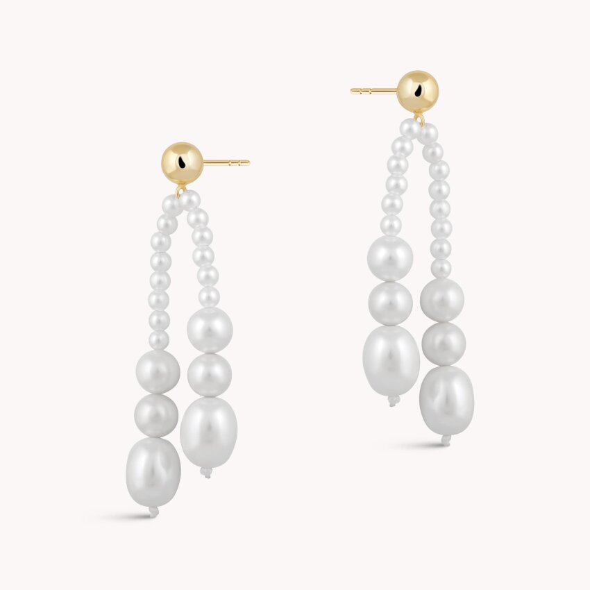 Srebrne naušnice Biserne niti 18kt Pozlata