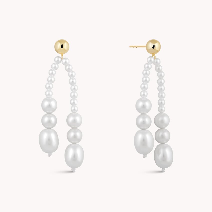 Srebrne naušnice Biserne niti 18kt Pozlata