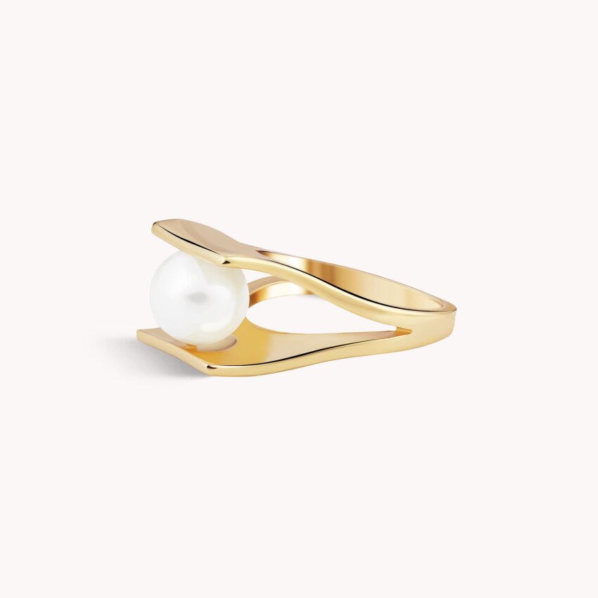 Srebrni prsten Biser 18kt Pozlata