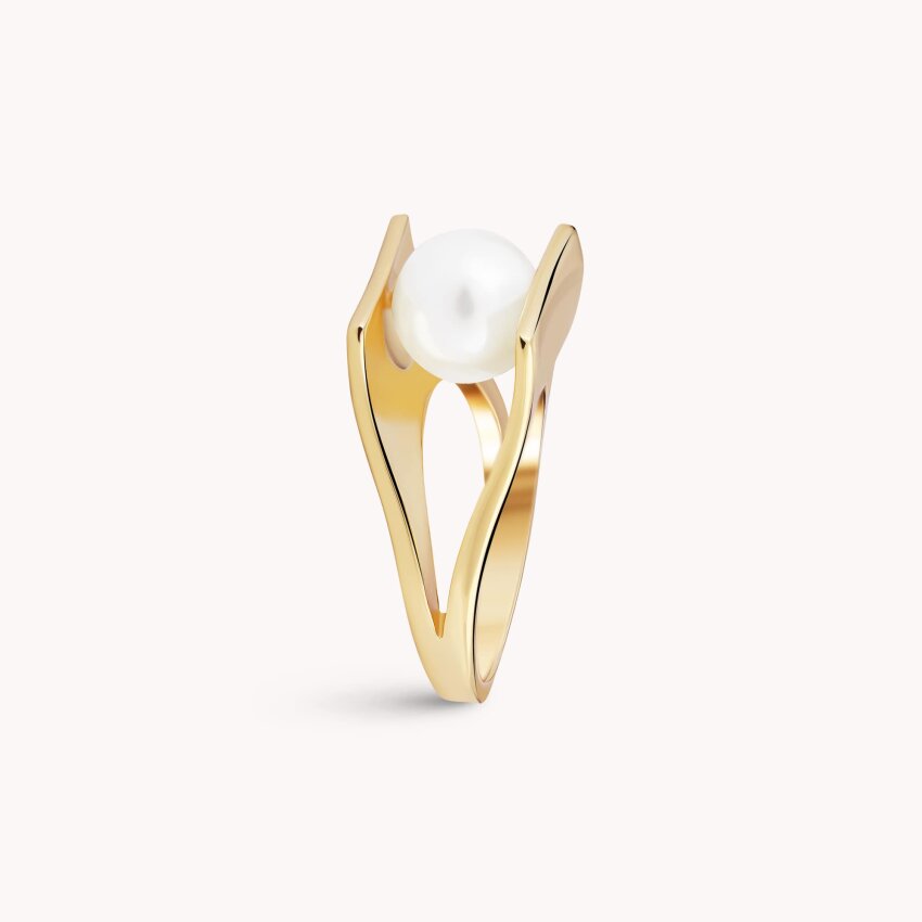 Srebrni prsten Biser 18kt Pozlata