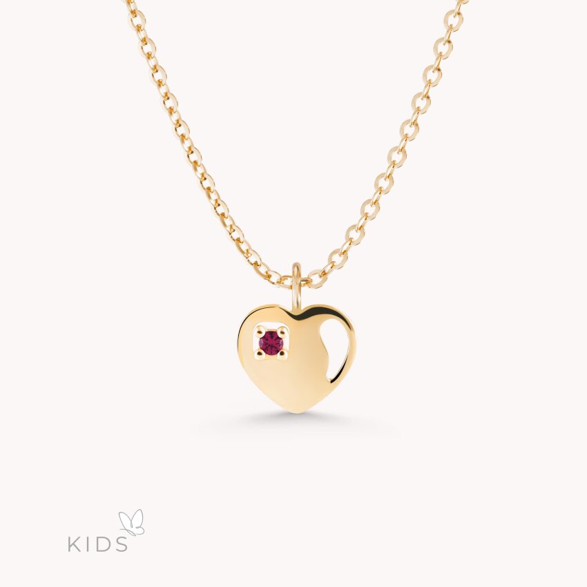 Zlatna ogrlica Srce s ružičastim detaljem