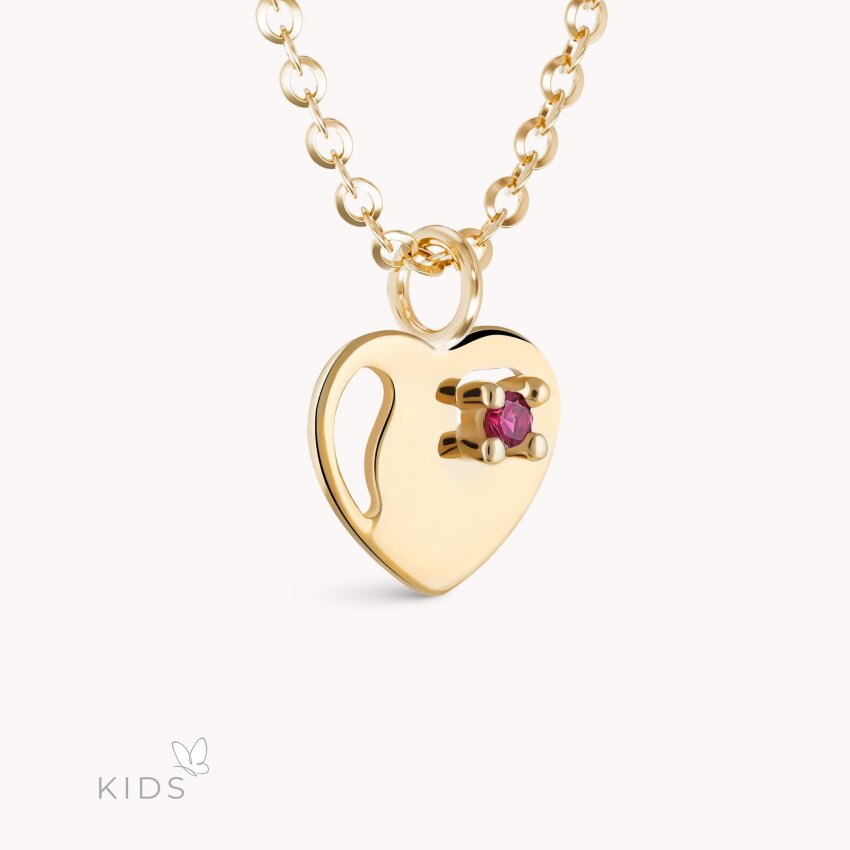 Zlatna ogrlica Srce s ružičastim detaljem
