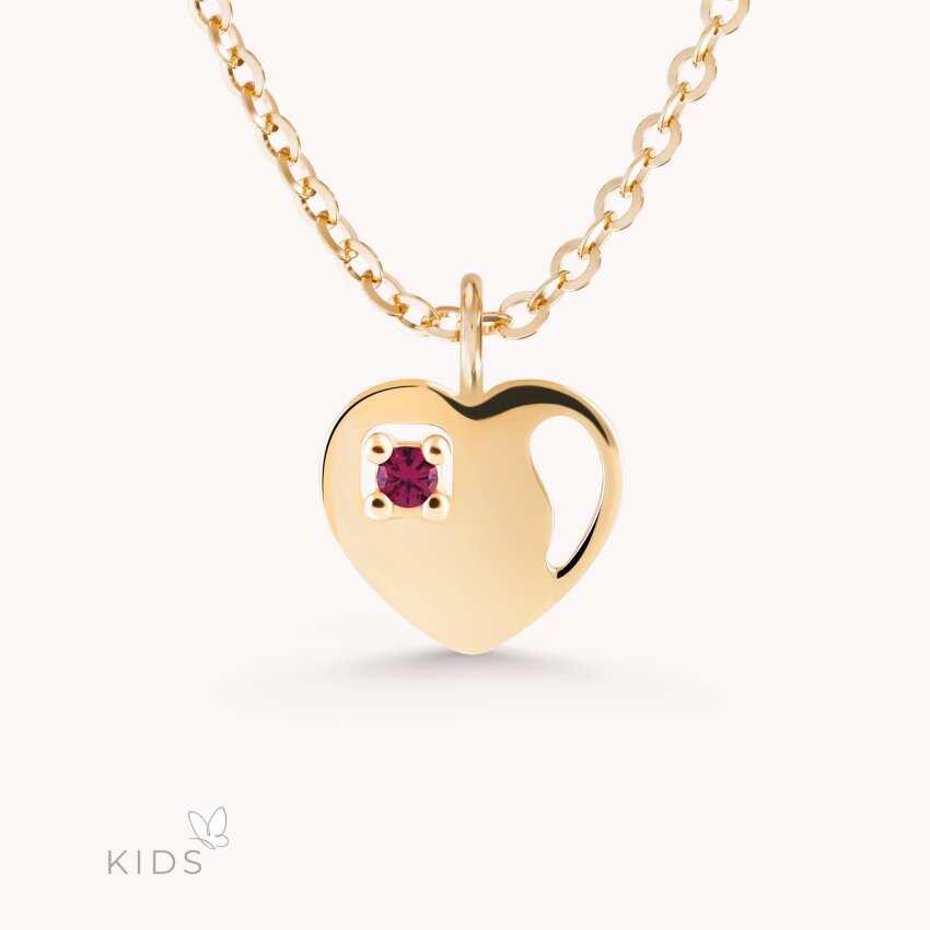 Zlatna ogrlica Srce s ružičastim detaljem