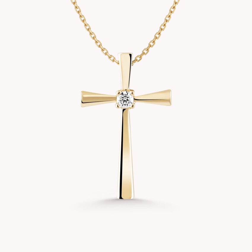 Zlatni privjesak Križ sa blistavim detaljem