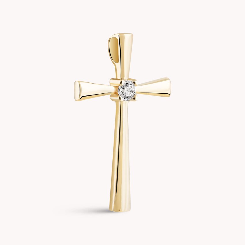 Zlatni privjesak Križ sa blistavim detaljem