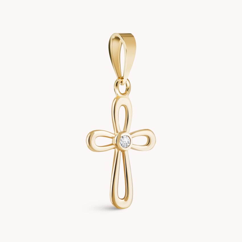 Zlatni privjesak Križ sa svjetlucavim detaljem