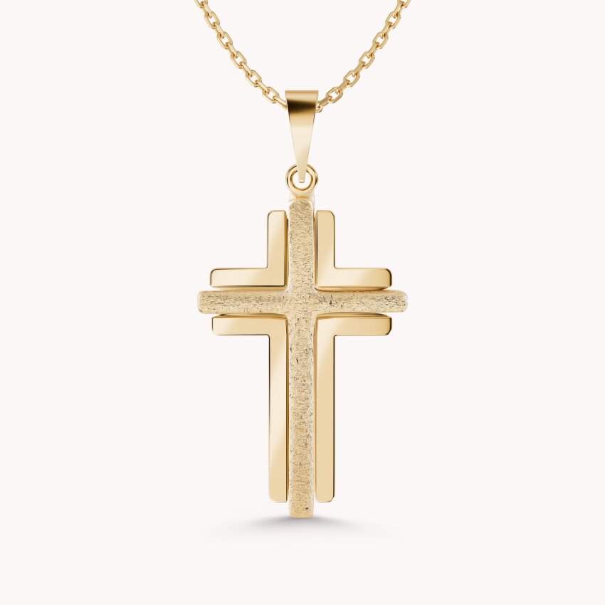 Zlatni prisvjesak Križ s dva uzorka