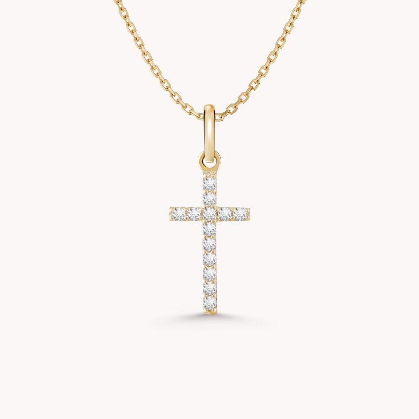 Zlatni privjesak Križ sa svjetlucavim detaljima