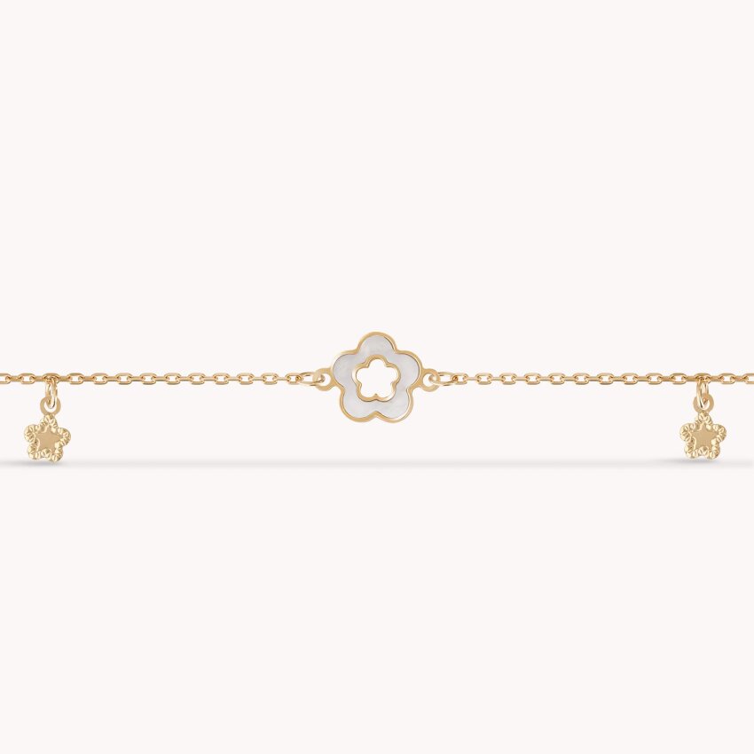 Zlatna narukvica Bijeli cvijet s detaljima