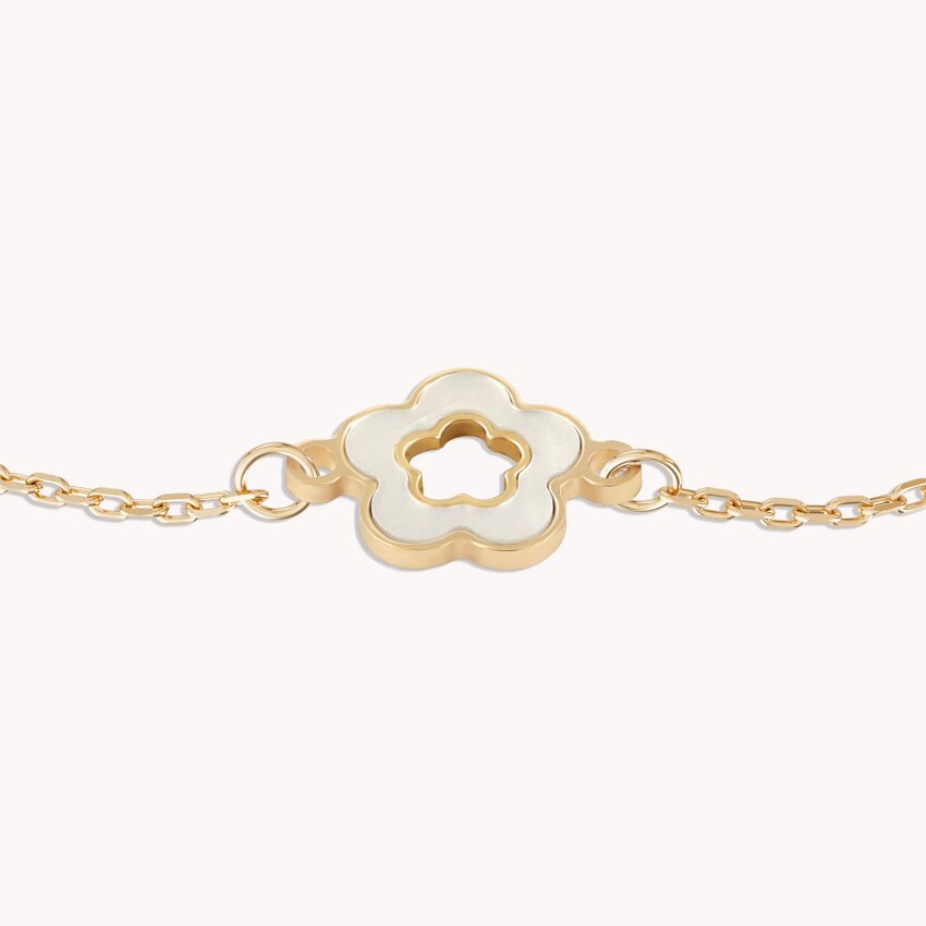 Zlatna narukvica Bijeli cvijet s detaljima