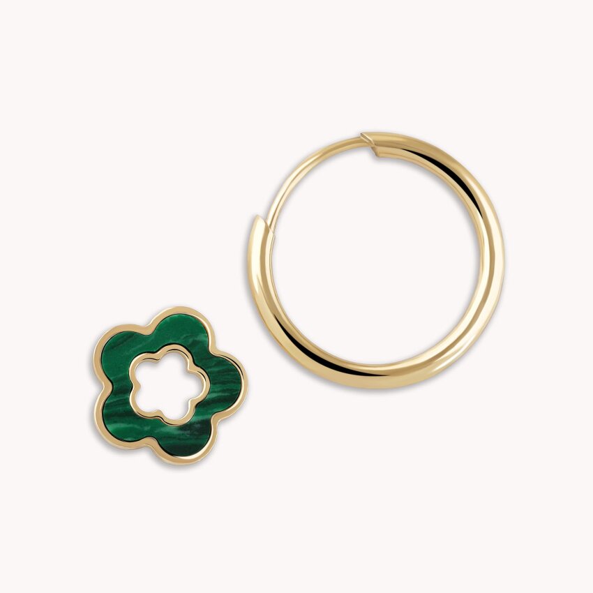 Zlatne naušnice Alke sa zelenim cvijetom