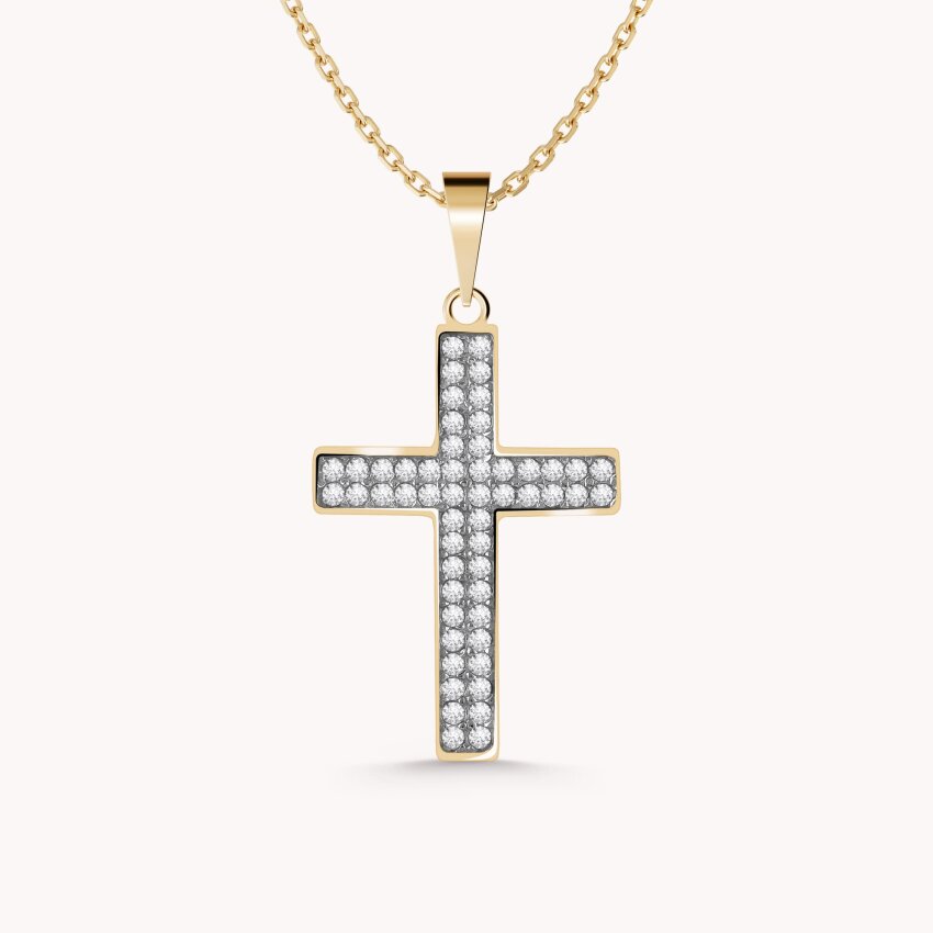 Zlatni privjesak Križ sa blistavim detaljima