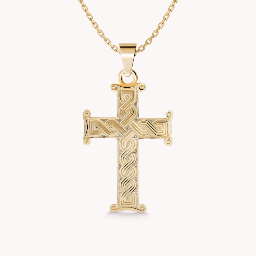 Zlatni privjesak Križ sa detaljima