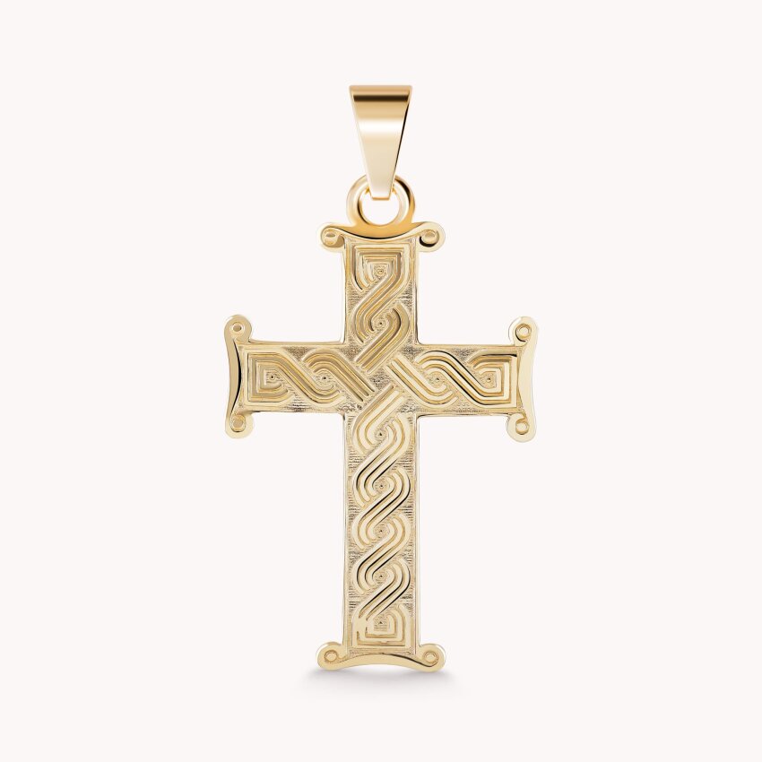 Zlatni privjesak Križ sa detaljima