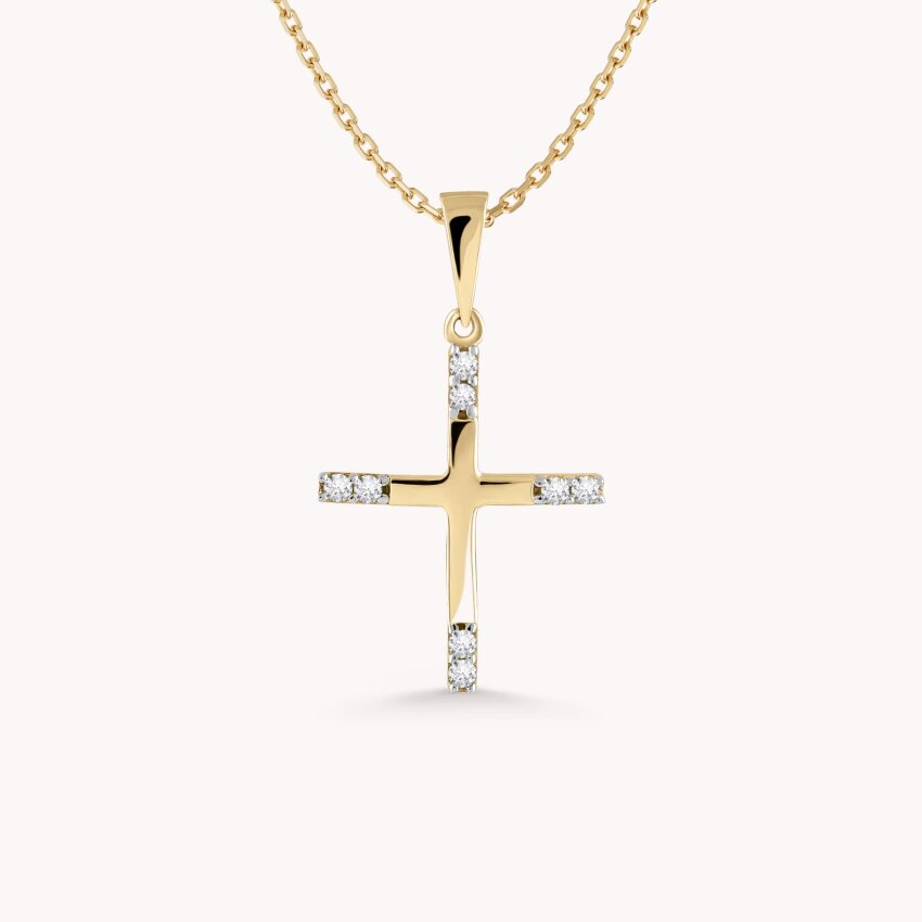 Zlatni privjesak Križ sa sjajnim detaljima