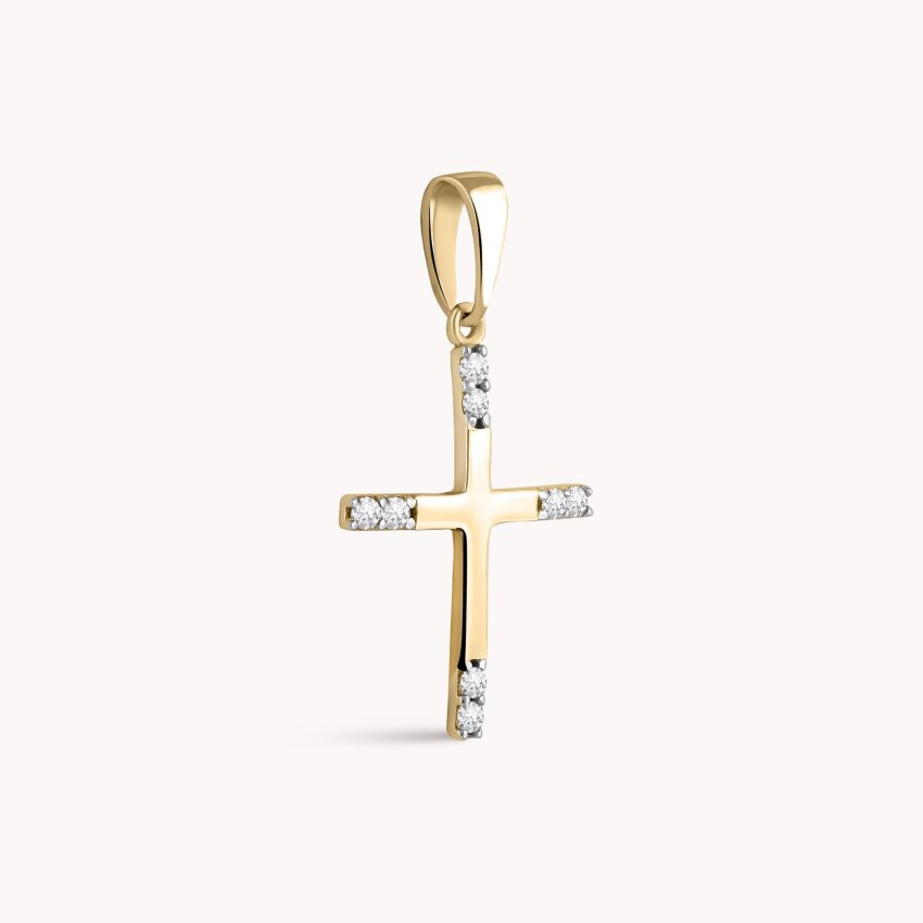 Zlatni privjesak Križ sa sjajnim detaljima