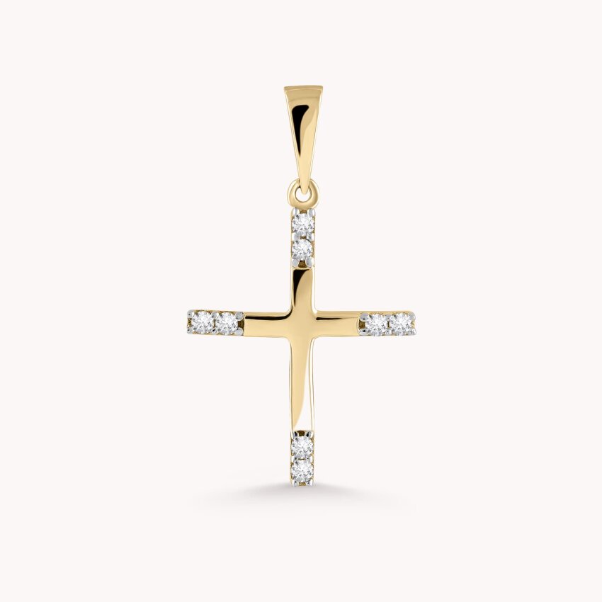 Zlatni privjesak Križ sa sjajnim detaljima