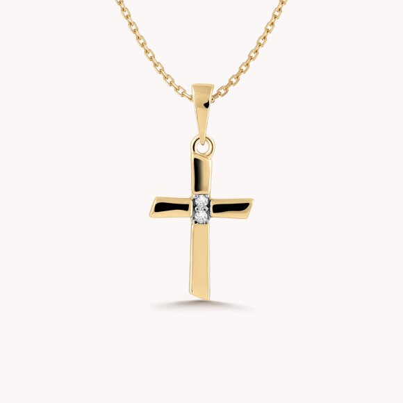 Zlatni privjesak Križ s dva sjajna detalja