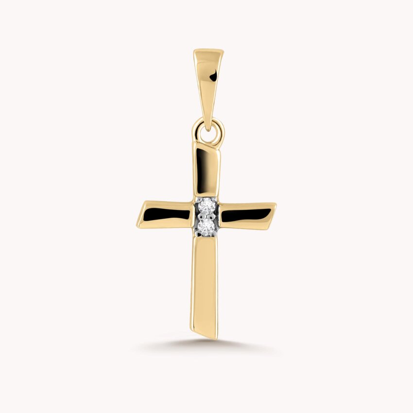 Zlatni privjesak Križ s dva sjajna detalja