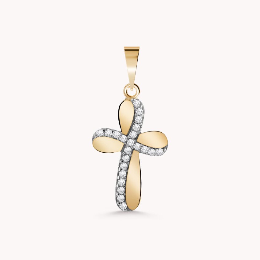 Zlatni privjesak Križ sa sjajnim motivima S