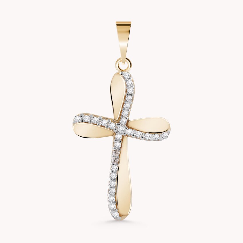 Zlatni privjesak Križ sa sjajnim motivima M