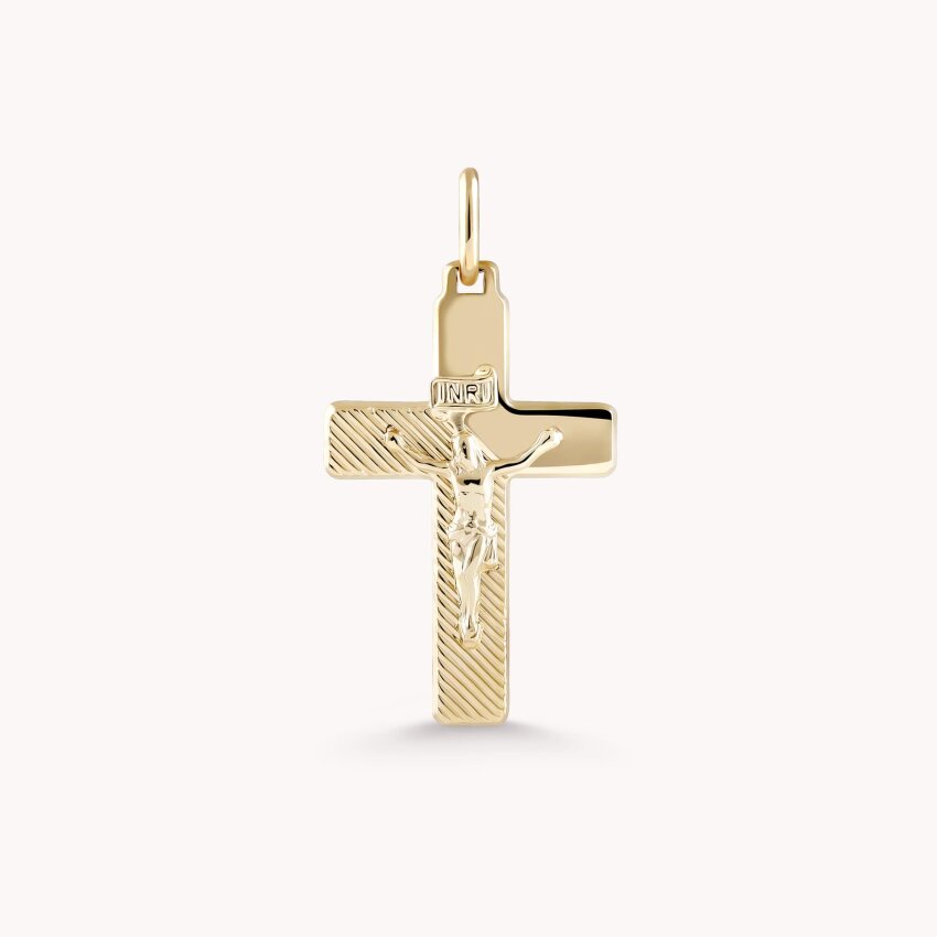 Zlatni privjesak Križ s reljefnim uzorkom