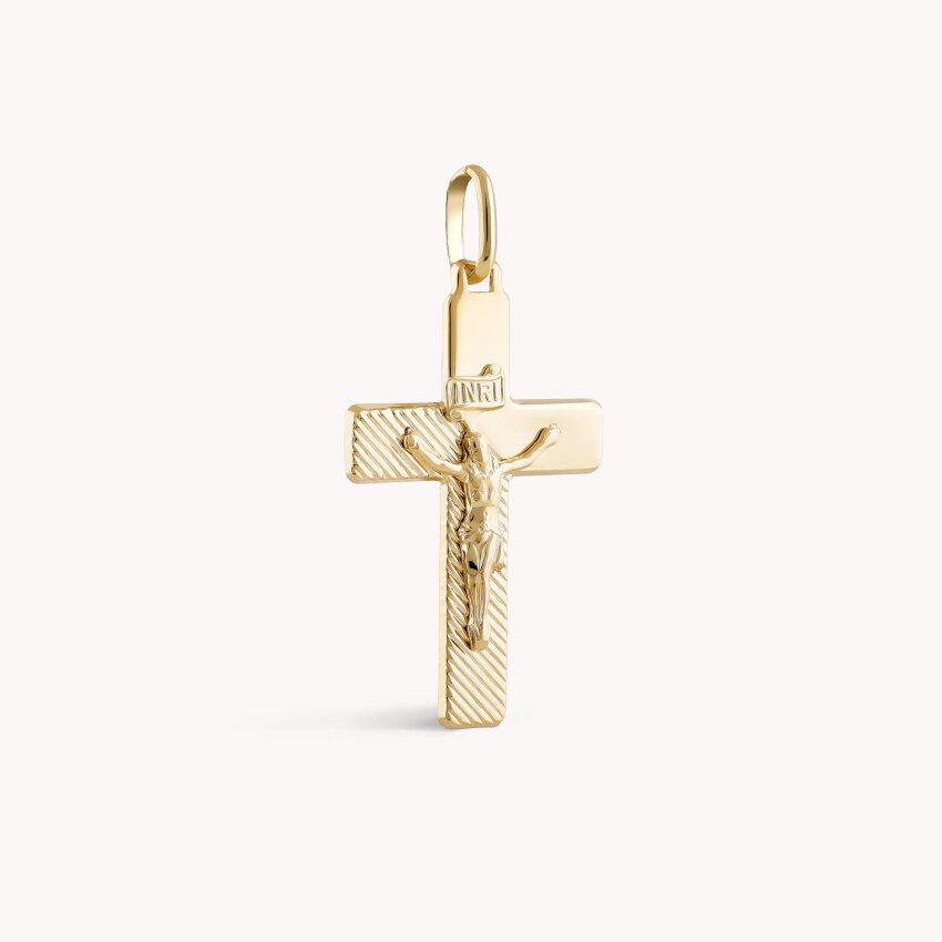 Zlatni privjesak Križ s reljefnim uzorkom