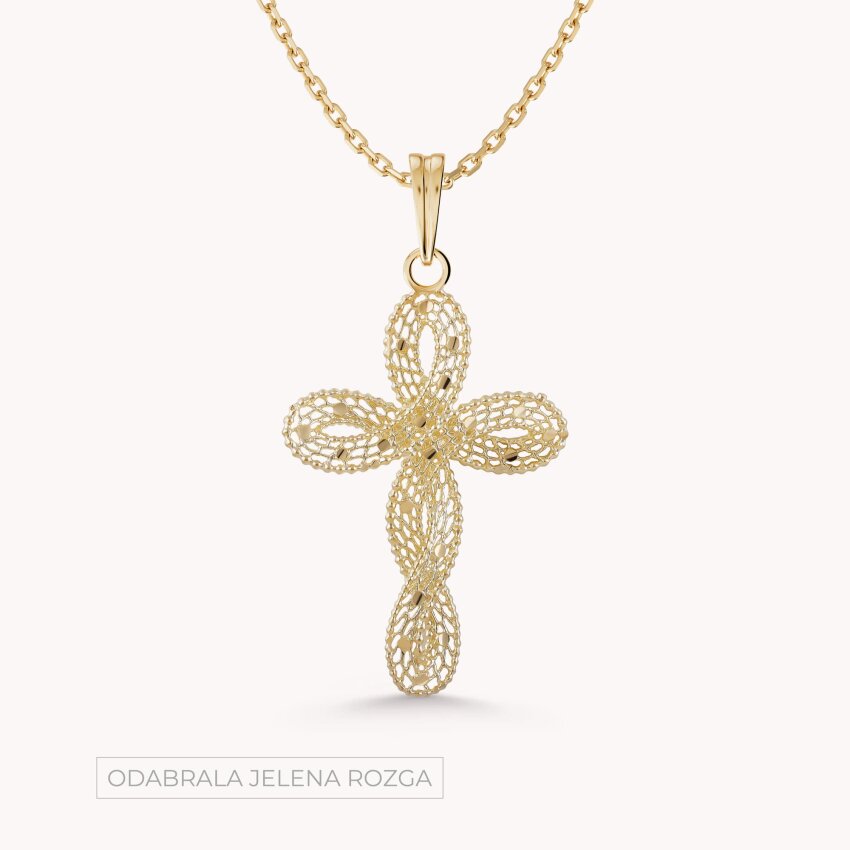 Zlatni privjesak Križ sa zlatnim detaljima