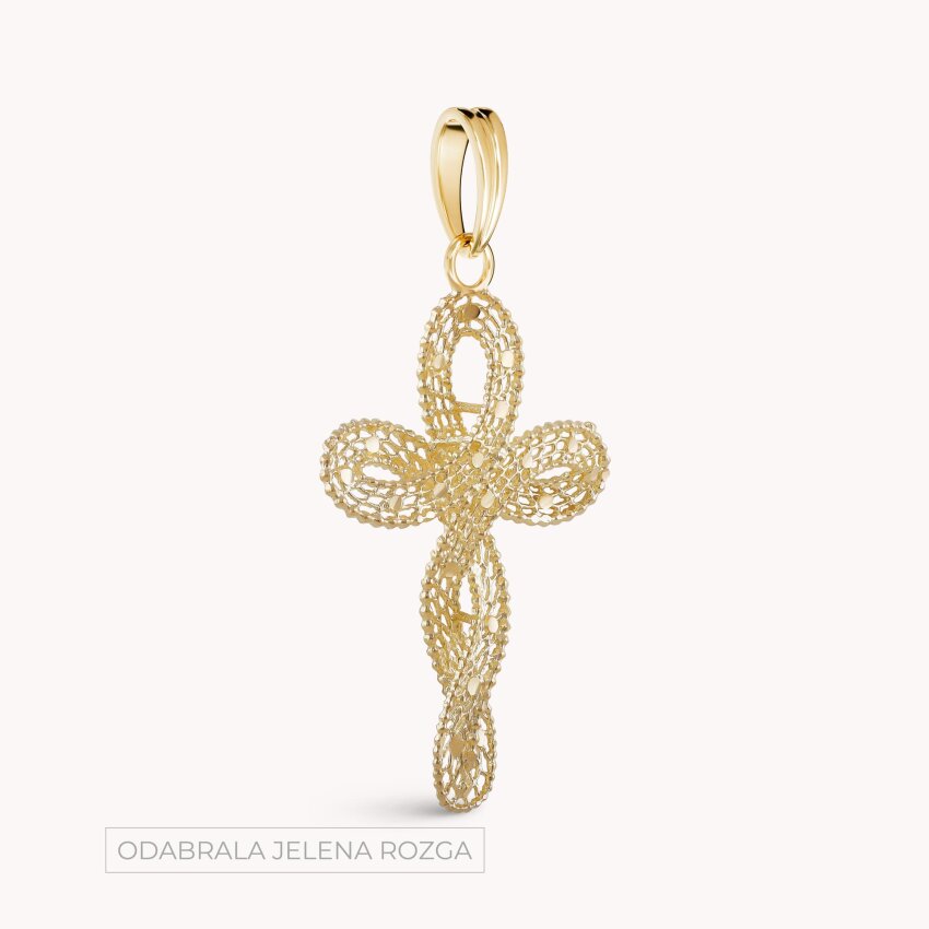 Zlatni privjesak Križ sa zlatnim detaljima