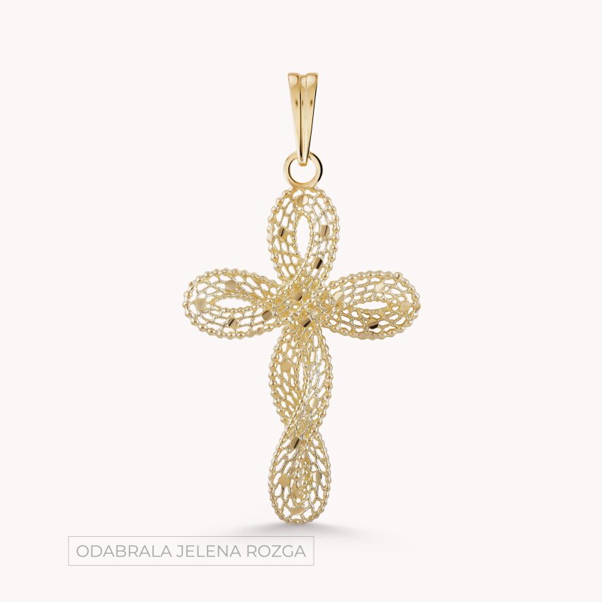 Zlatni privjesak Križ sa zlatnim detaljima