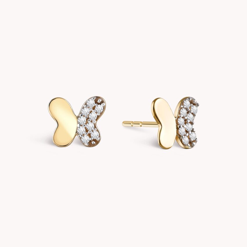 Zlatne naušnice Leptiri s cirkonima