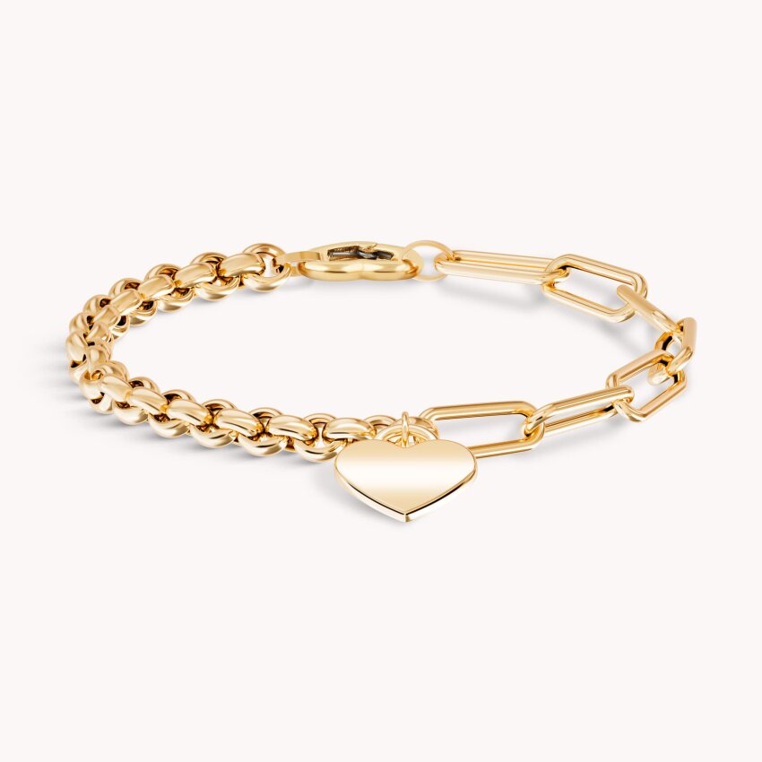 Zlatna narukvica Srce s karikama