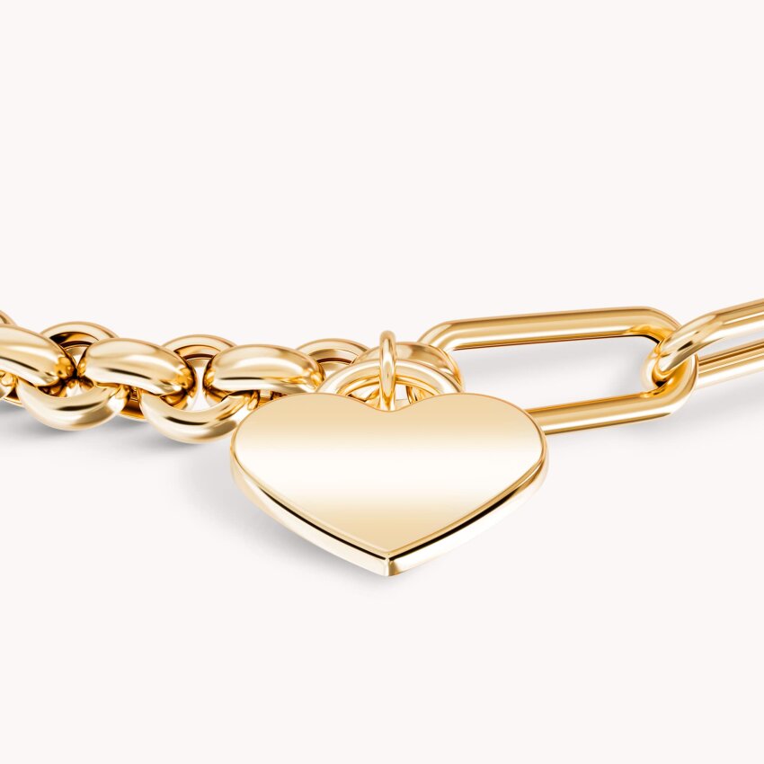 Zlatna narukvica Srce s karikama