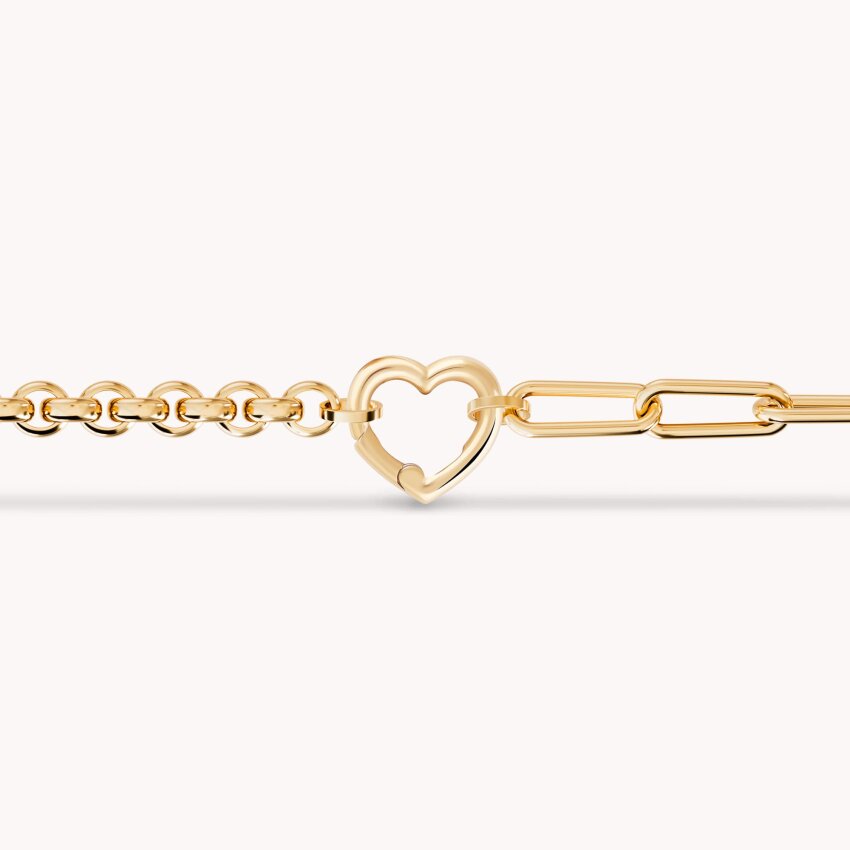 Zlatna narukvica Srce s karikama