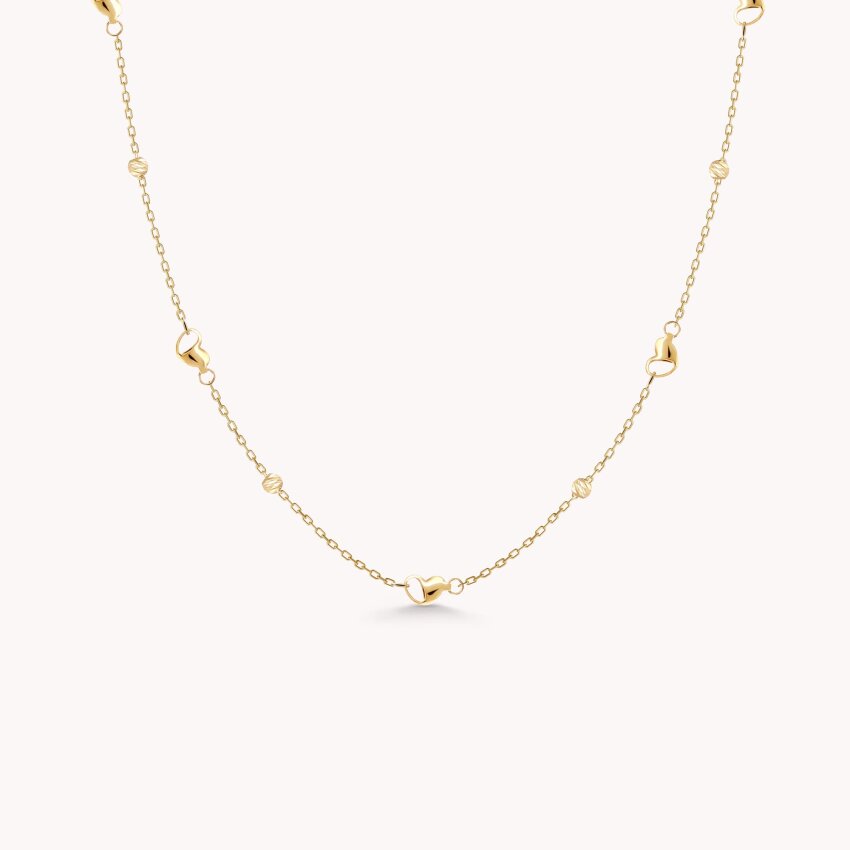 Zlatna ogrlica Neobična srca s detaljima