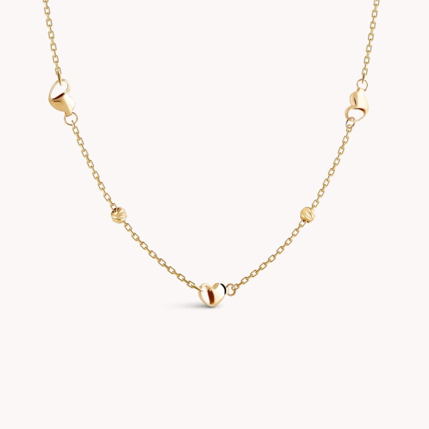 Zlatna ogrlica Neobična srca s detaljima