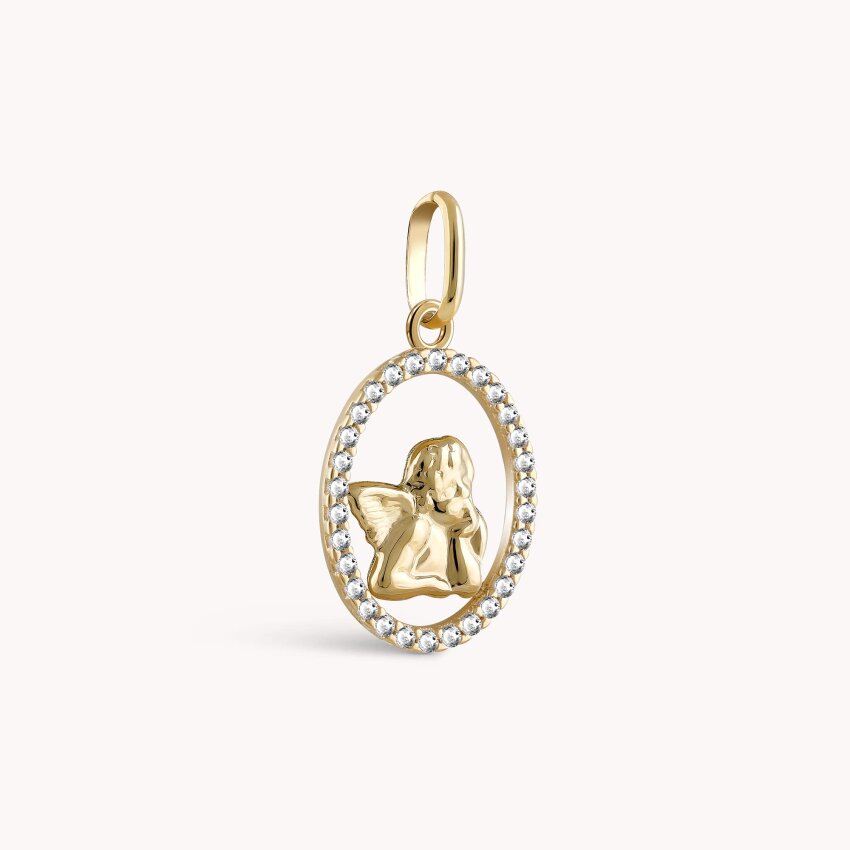 Zlatni privjesak Anđeo sa sjajnim detaljima