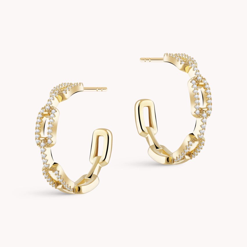 Srebrne naušnice alke Sjajne karike 18kt Pozlata